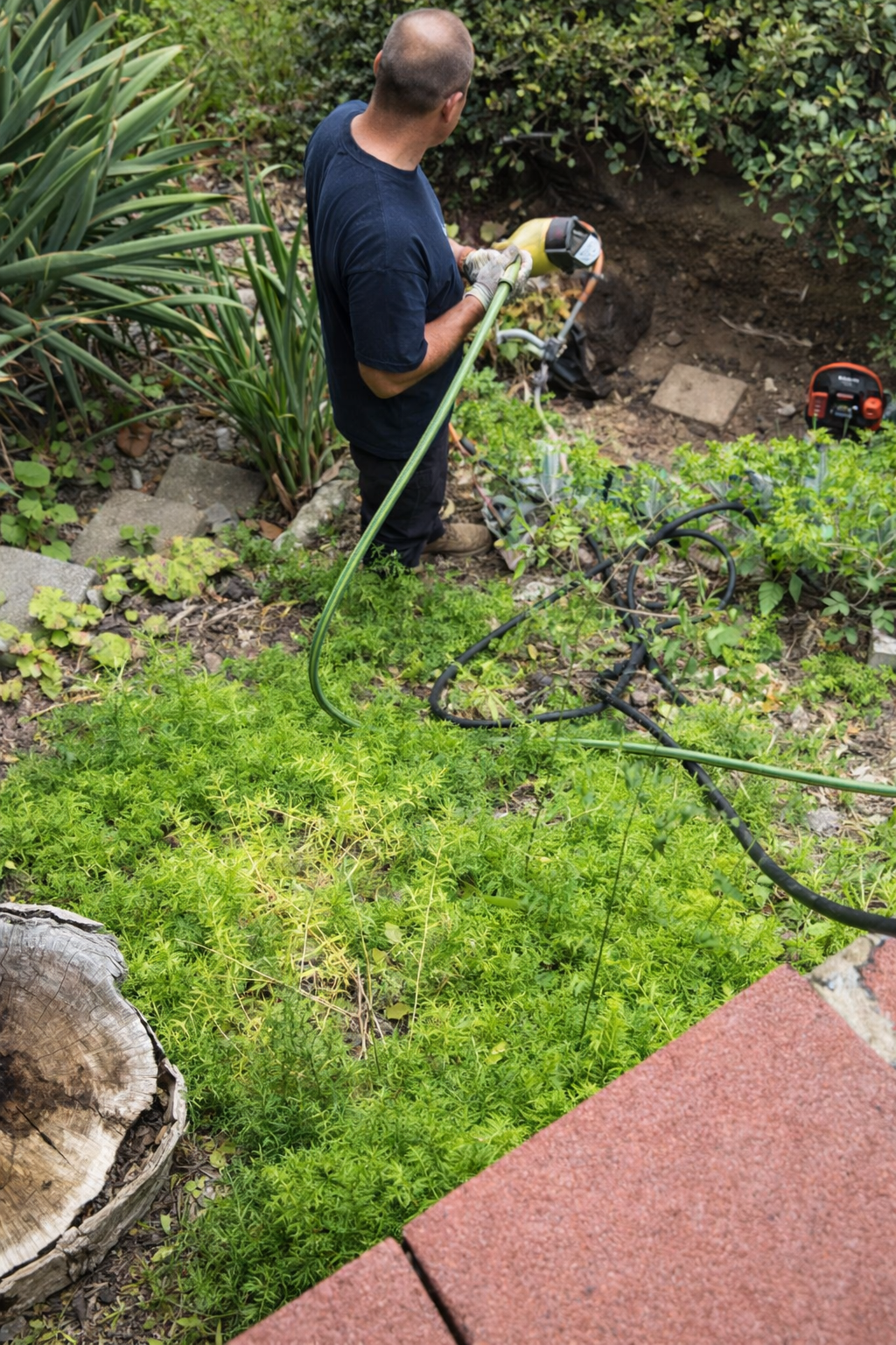 Outdoor drain cleaning in progress